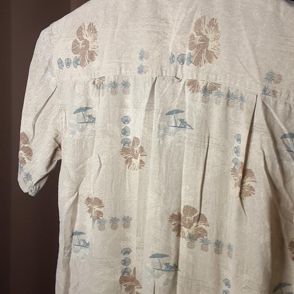 Silk Concept Mens Beachy Short Sleeve Casual Size Med Woven Silk Hawaiian Vibe